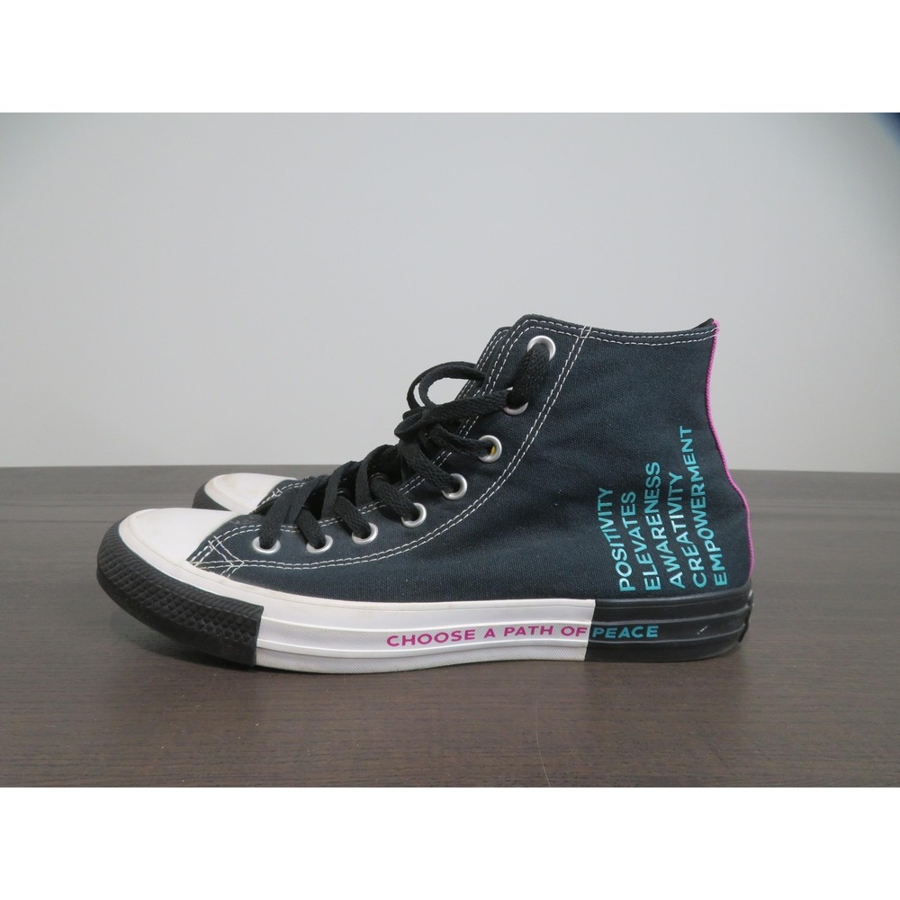 Converse Chuck Taylor All Star Mens Size 9 Shoes Black Seek Peace 166535F Hi Top - Picture 5 of 12